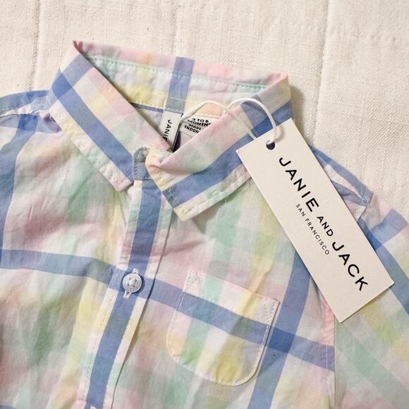 Janie & Jack One Piece Plaid Button Down. Long Sleeve Snap Baby Boy Size 3-6 mos - Picture 2 of 6